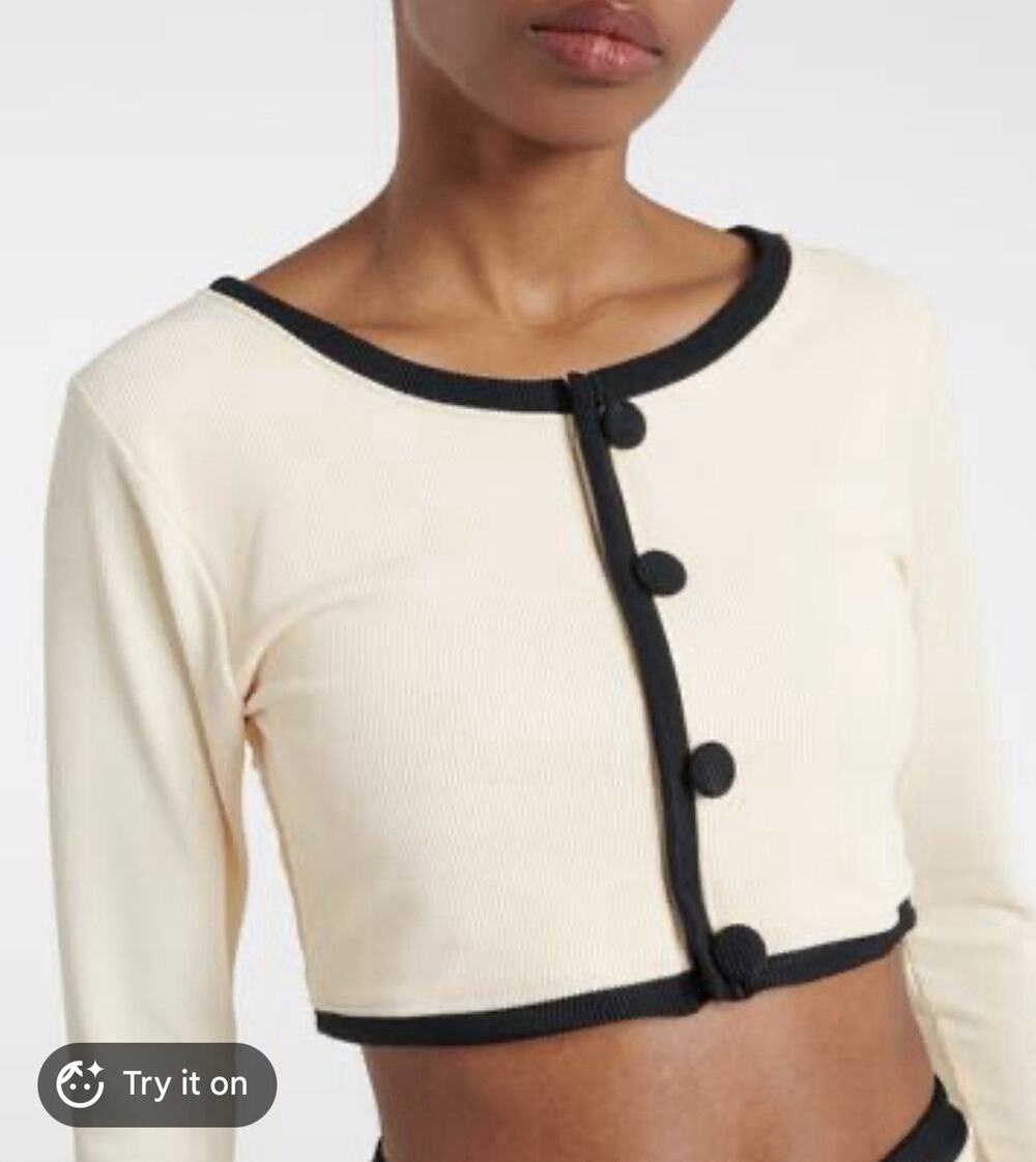 Same The Grace Long Sleeve Rashguard White Black Retro Cropped M